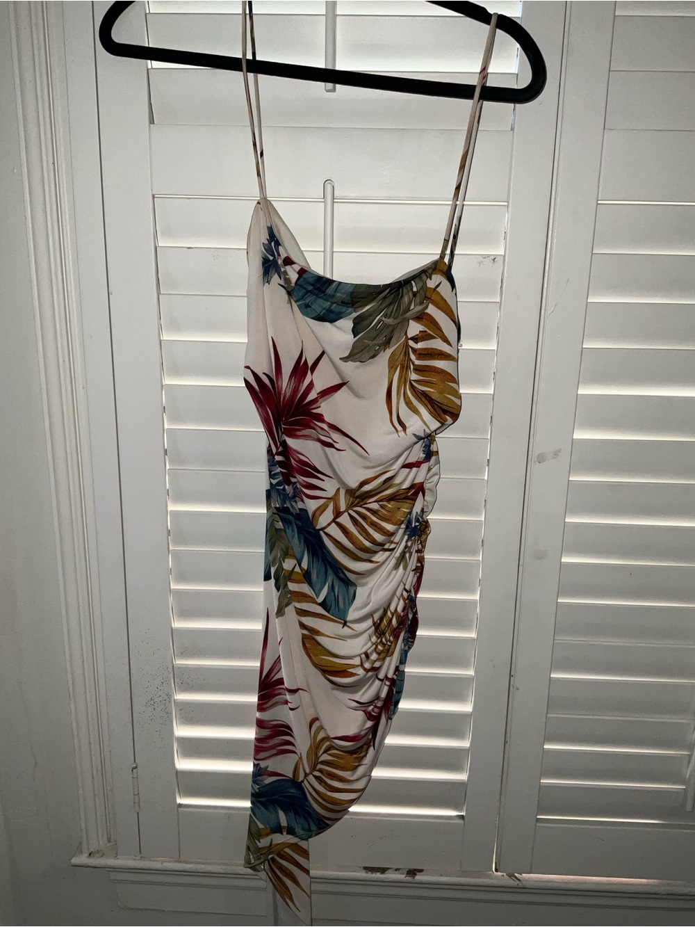 Lovely Day White Slip Dress with Multicolor Leaf Print